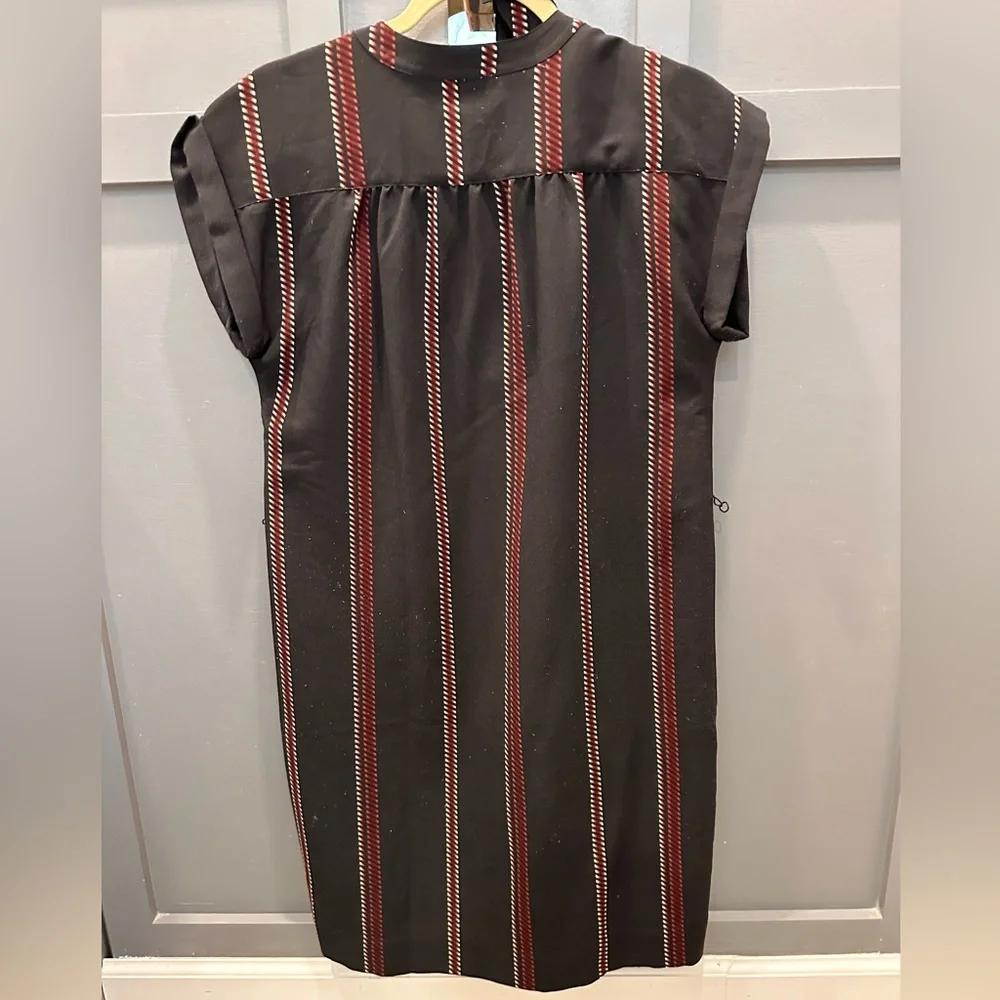 LOFT Navy Blue Dress with Red and White Stripes